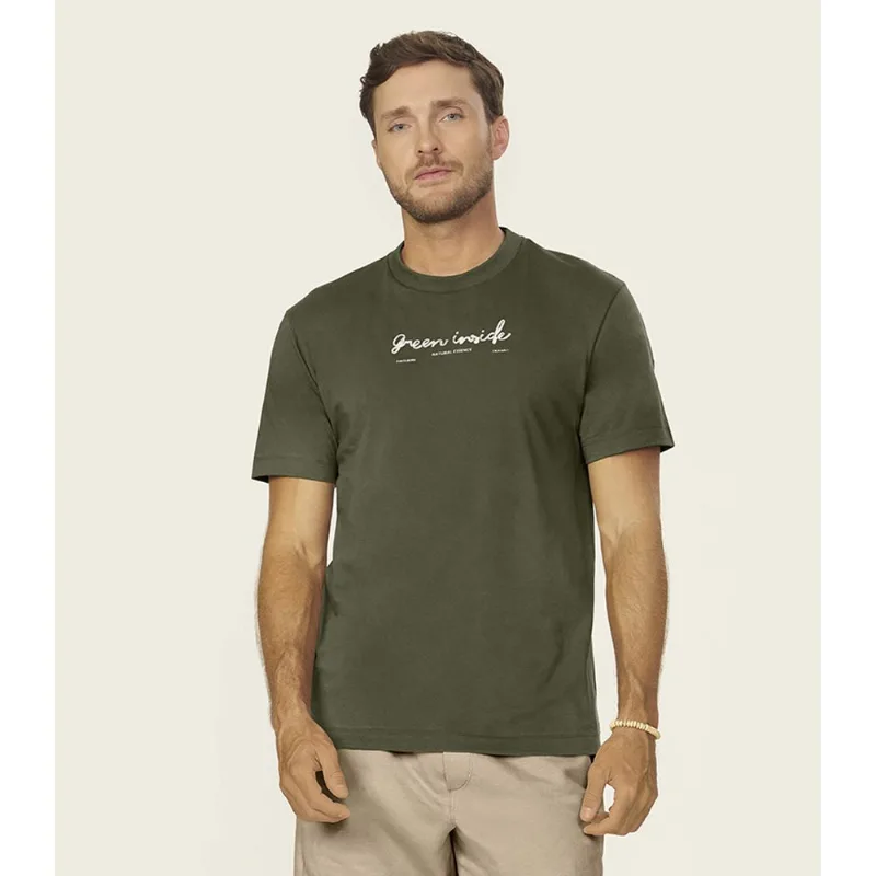 Camiseta Masculina Meia Malha Com Estampa Diametro Verde M