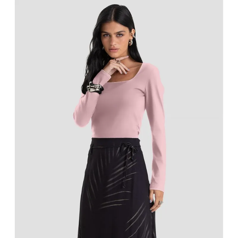 Blusa Feminino Cotton Manga Longa Dianna Rosa M