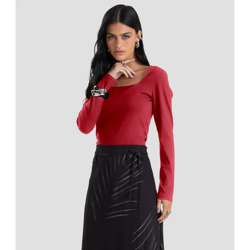 Blusa Feminino Cotton Manga Longa Dianna Vermelho GG