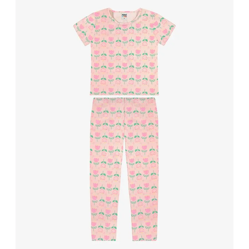 Pijama Blusa Com Calça Infantil Rovi Kids Rosa 6