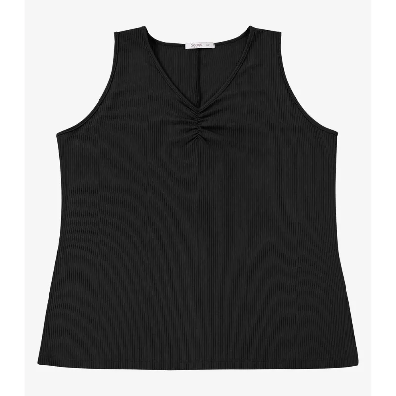 Regata Feminina Plus Size Secret Glam Preto Plus G3