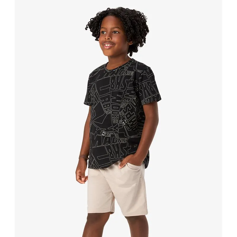 Conjunto Camiseta Com Bermuda Infantil Rovi Kids Preto 6