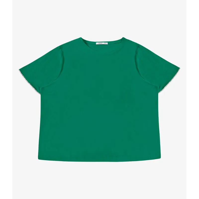 Blusa Feminina Viscose Ponto Concha Secret Glam Verde Plus G3