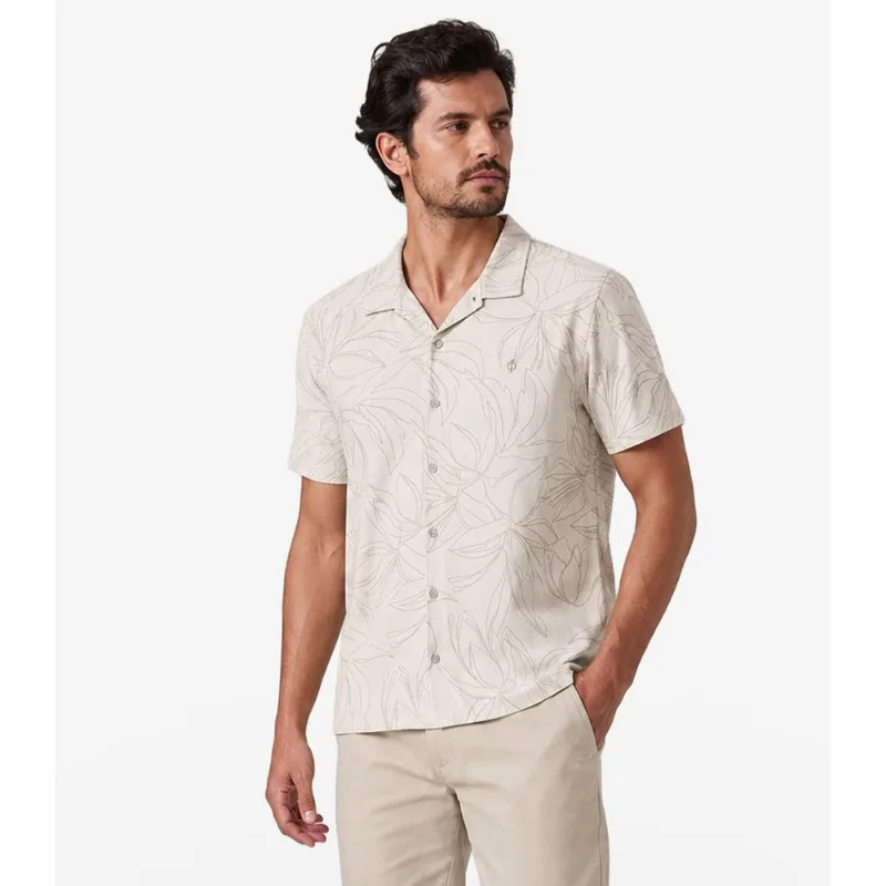 Camisa Masculina Cotton Leve Estampada Diametro Bege G