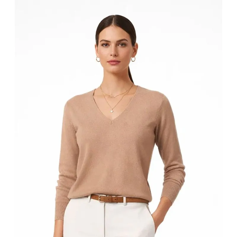 Sueter Feminino Gola V Em Tricot Rovitex Marrom G