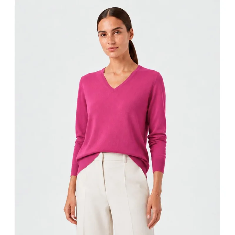 Suéter Feminino Gola V Em Tricot Rovitex Roxo M
