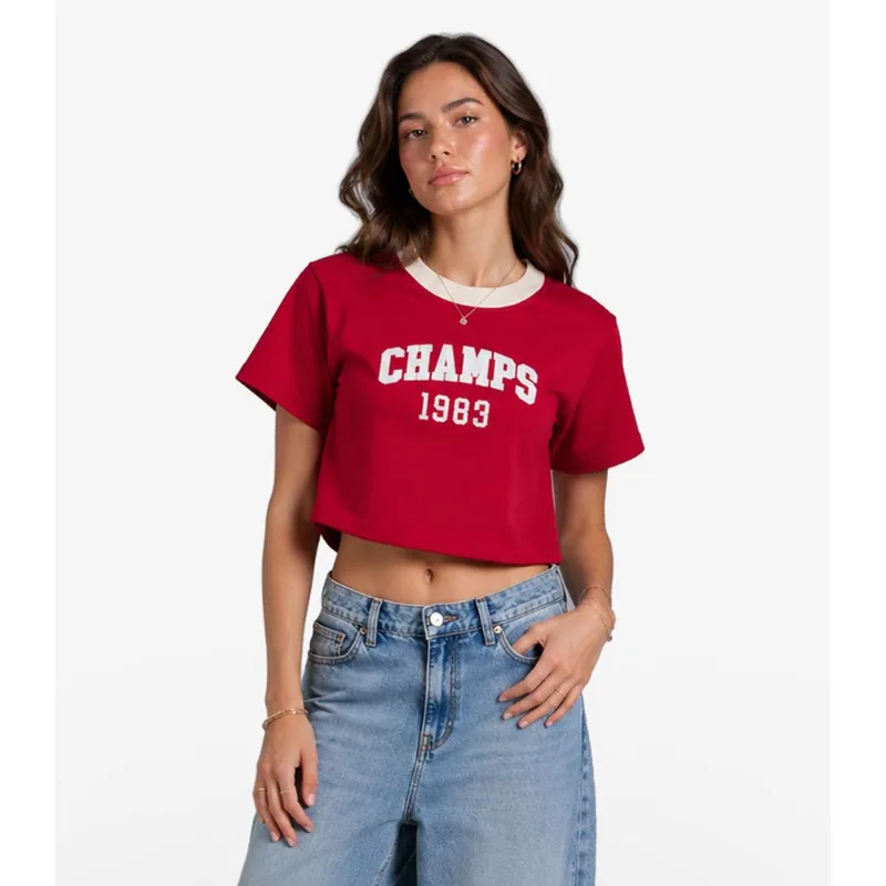 T-Shirt Feminina Meia Malha Com Estampa Minty Vermelho 14