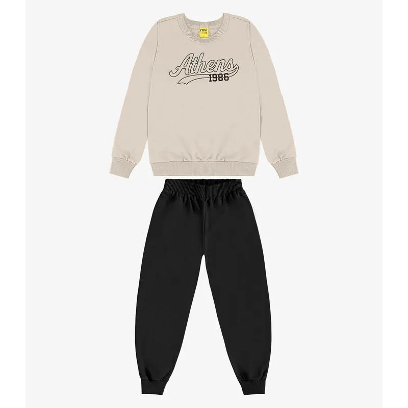 Conjunto Blusão com Calça Moletom Rovi Kids Bege 12