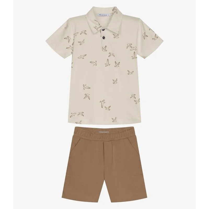 Conjunto Infantil Polo Com Bermuda Trick Nick Bege 2