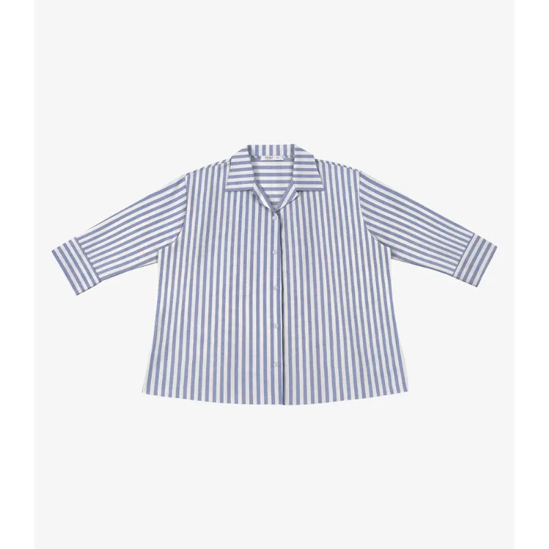 Camisa Feminina Manga 3/4 Listrada Secret Glam Azul Plus G1