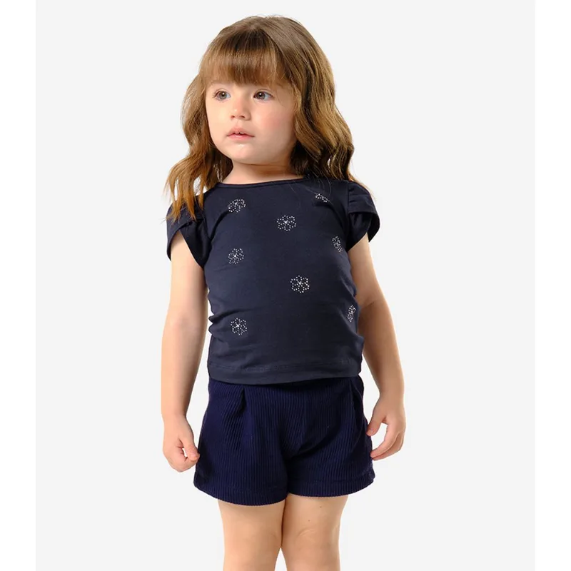 Conjunto Infantil Blusa Com Shorts Trick Nick Azul 1