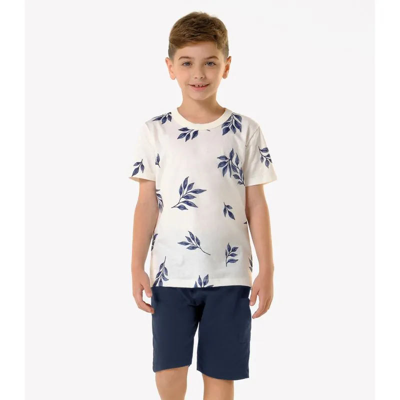 Conjunto Infantil Camiseta Com Bermuda Trick Nick Bege 8