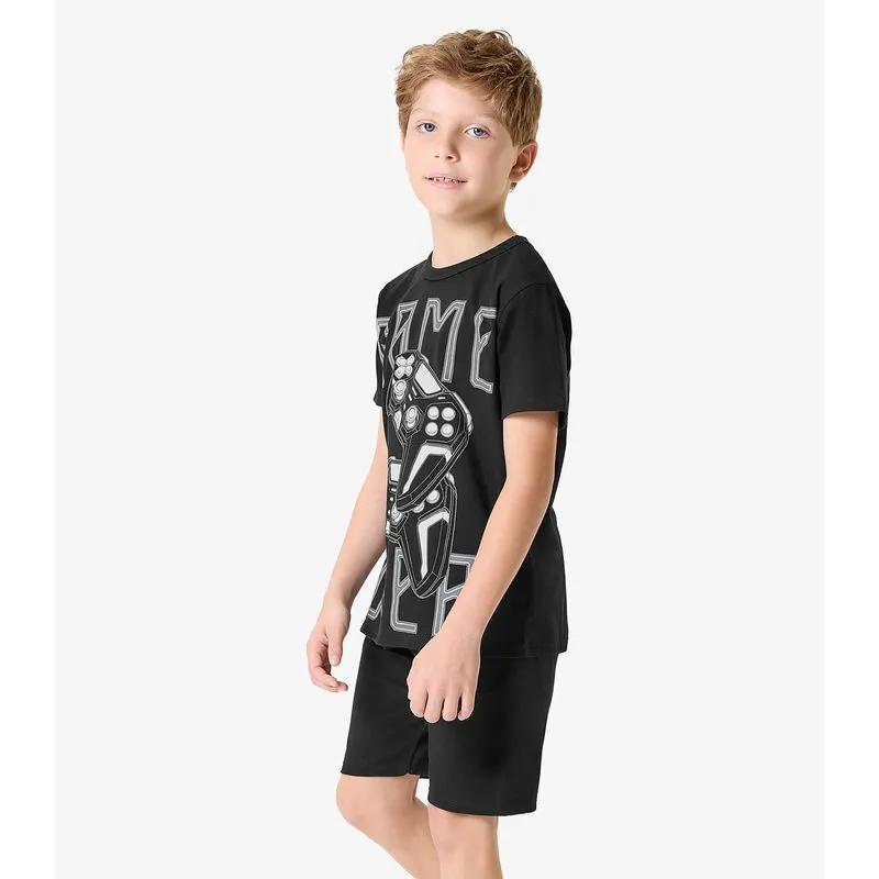 Pijama Camiseta Com Bermuda Infantil Rovi Kids Preto 6