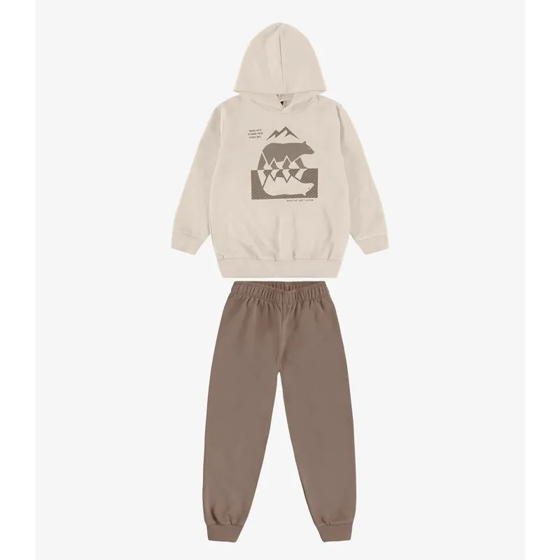 Conjunto Blusão Capuz e Calça Moletom Rovi Kids Bege 8