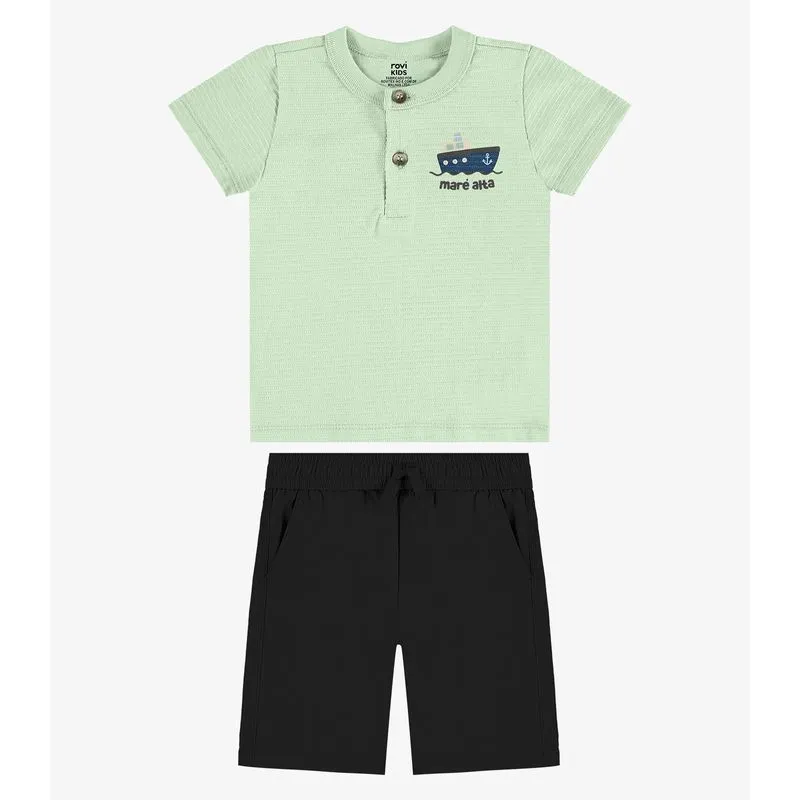 Conjunto Camiseta Com Bermuda Infantil Rovi Kids Verde P