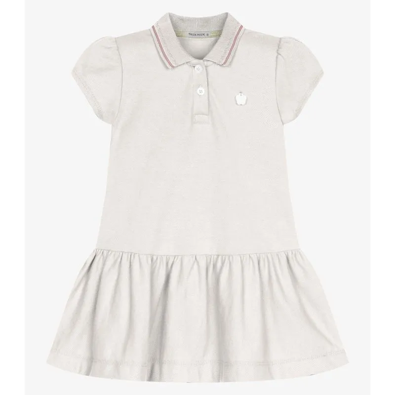 Vestido Infantil Menina Polo Piquet Trick Nick Bege 3