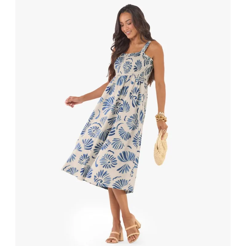 Vestido Midi Feminino Meia Malha Estampado Rovitex Azul G