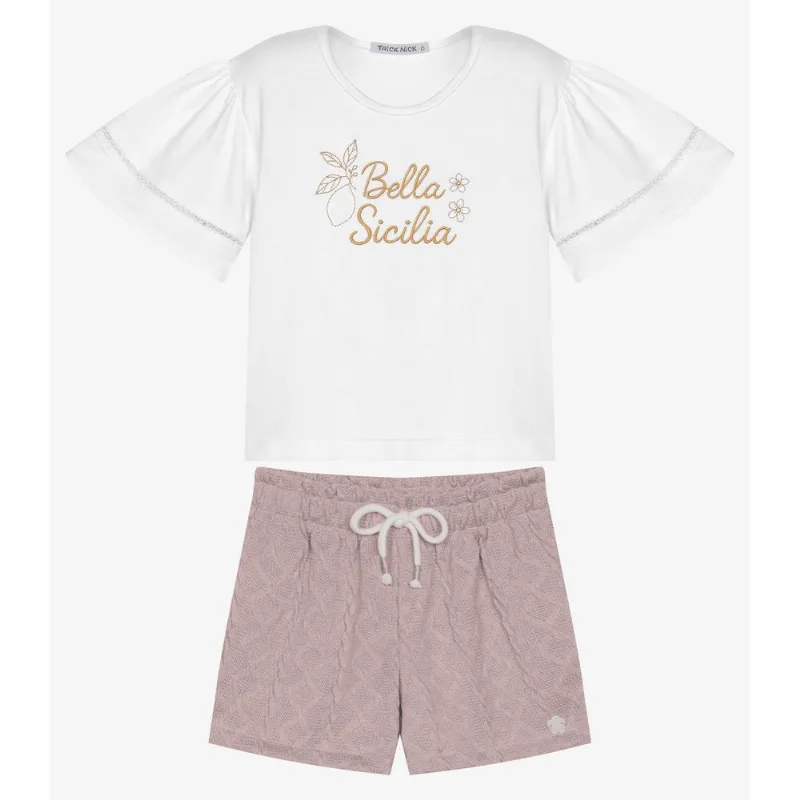 Conjunto Infantil Blusa Com Shorts Trick Nick Branco 8