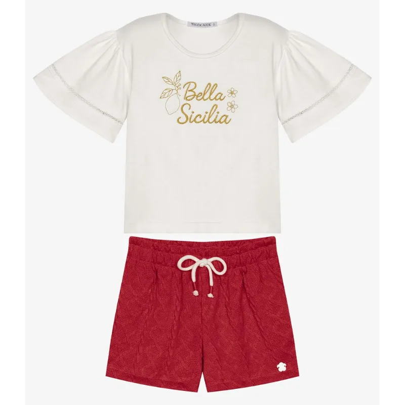Conjunto Infantil Blusa Com Shorts Trick Nick Branco 6