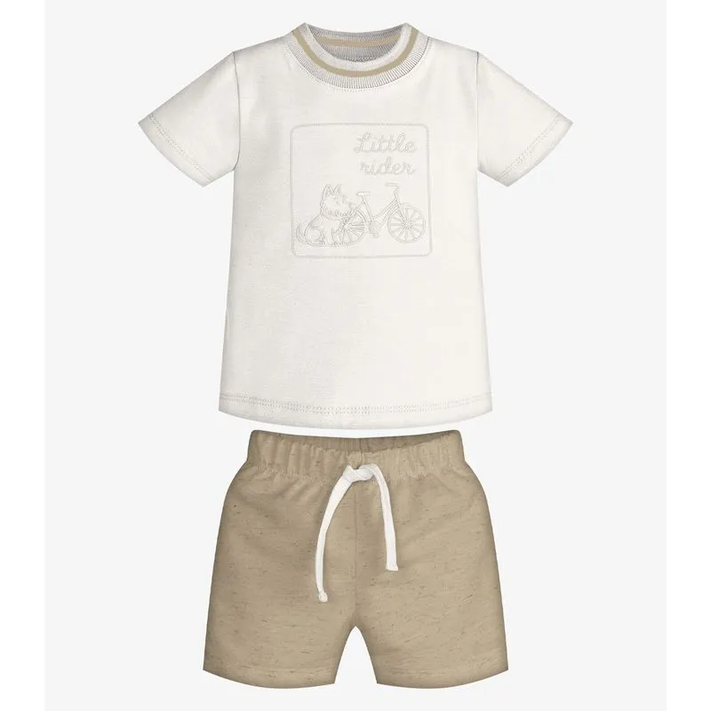Conjunto Infantil Camiseta Com Bermuda Trick Nick Bege M