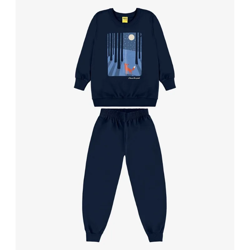 Conjunto Blusão E Calça Moletom Rovi Kids Azul 6