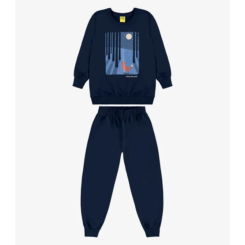 Conjunto Blusão e Calça Moletom Rovi Kids Azul 10