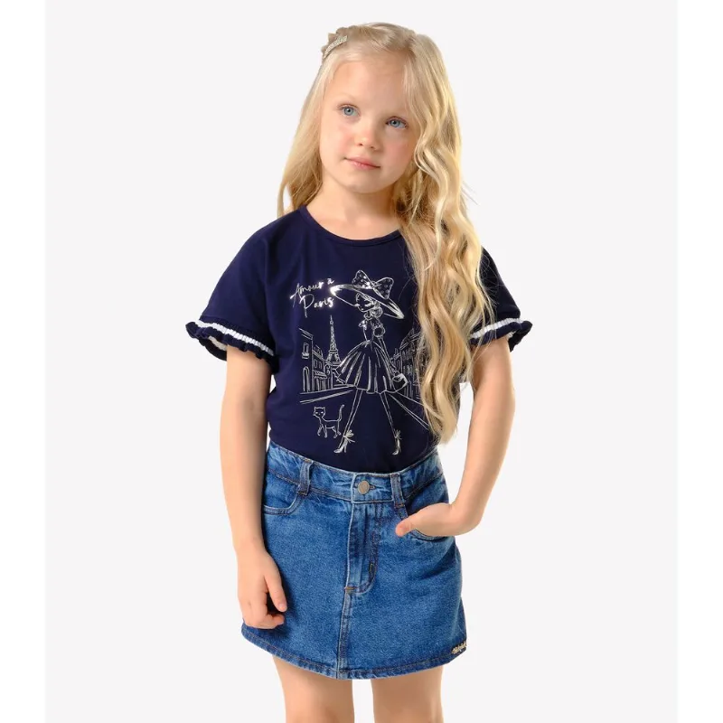 Blusa Infantil Cotton Leve Com Estampa Trick Nick Azul 4