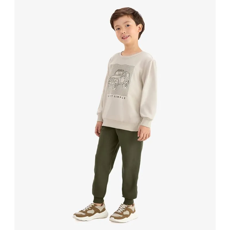 Conjunto Blusão e Calça Moletom Sarjado Rovi Kids Bege 14