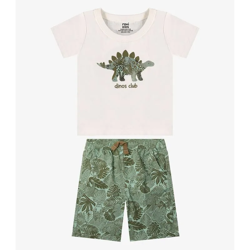 Conjunto Camiseta Com Bermuda Infantil Rovi Kids Bege G