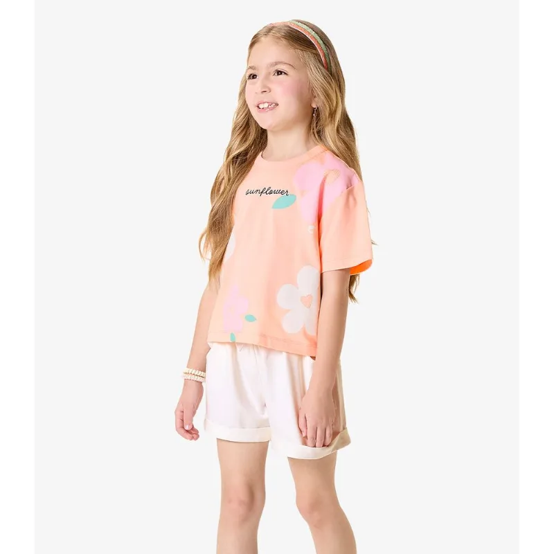 Conjunto Blusa Com Shorts Infantil Rovi Kids Rosa 14