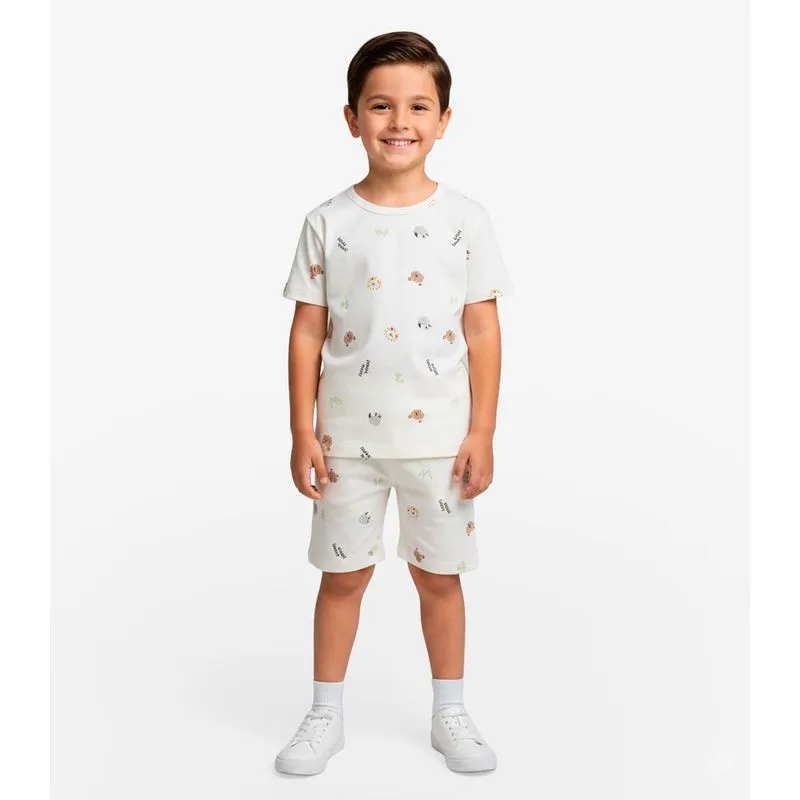 Pijama Infantil Camiseta E Bermuda Select Bege 8