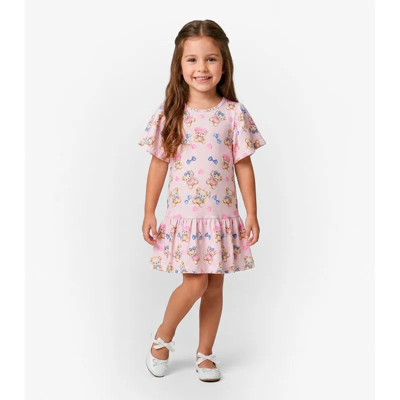 Vestido Infantil em Cotton Leve Trick Nick Rosa 6
