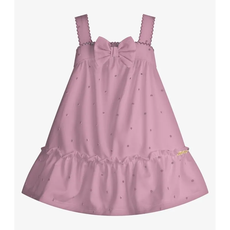 Vestido Infantil Malha Tech Poá Trick Nick Rosa G