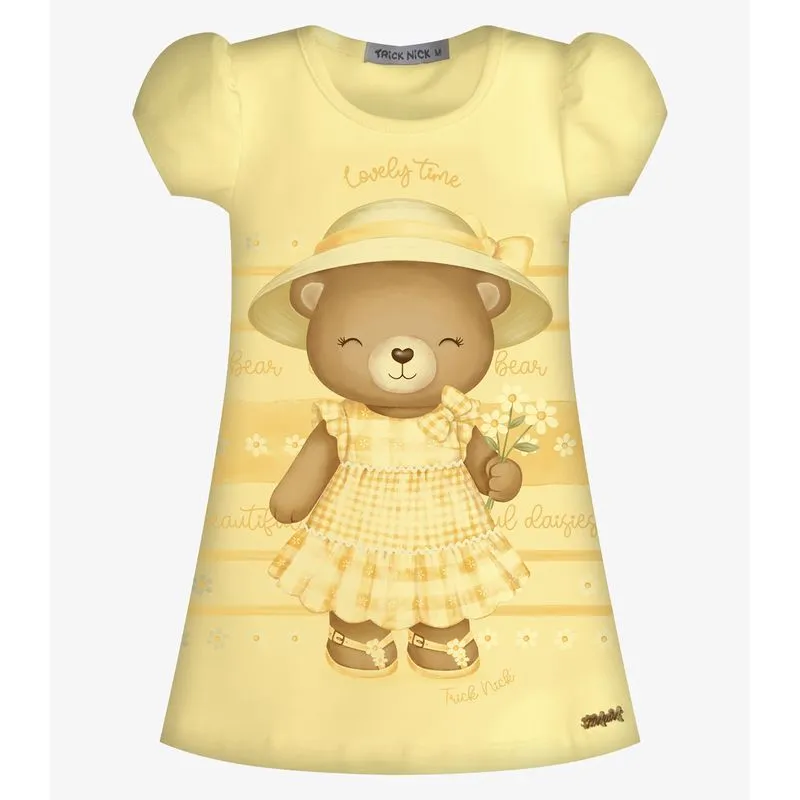 Vestido Infantil Menina Com Estampa Trick Nick Amarelo G