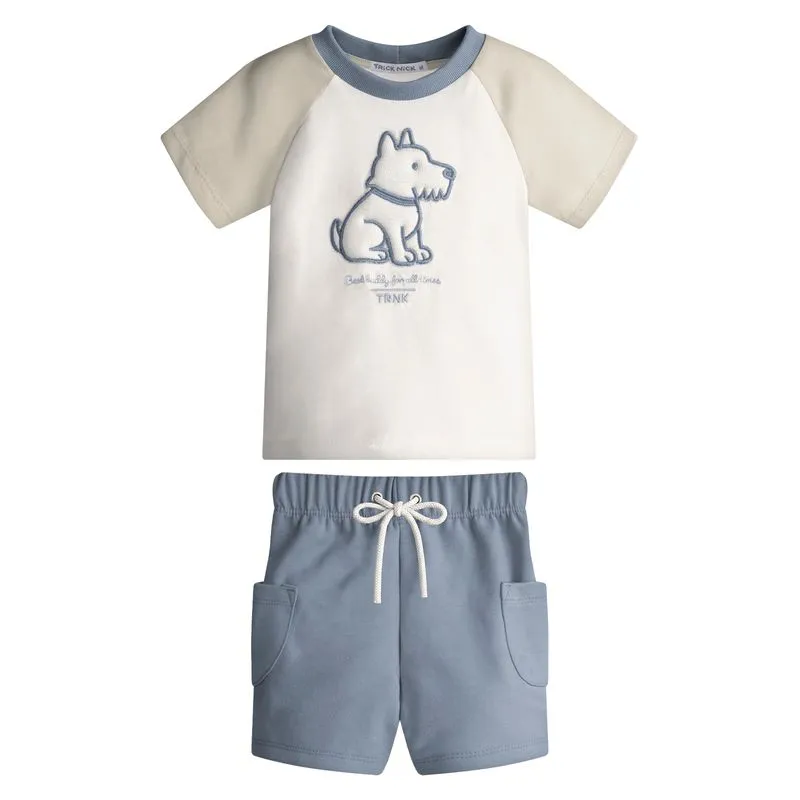 Conjunto Infantil Camiseta Com Bermuda Trick Nick Bege P
