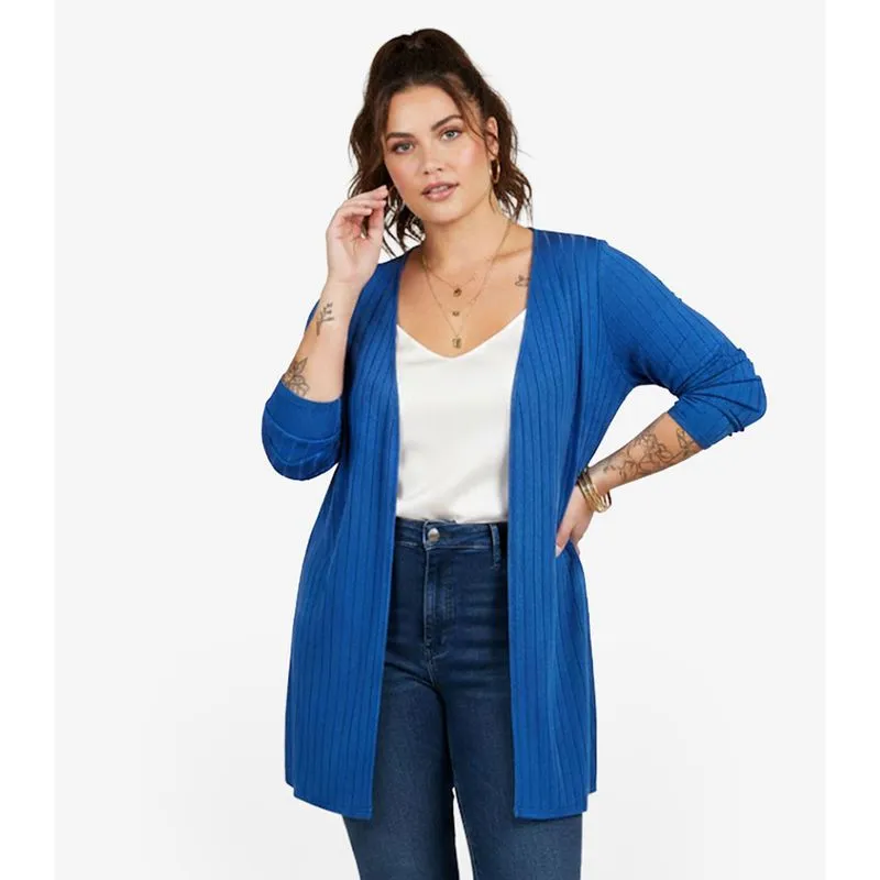 Cardigan Feminino Canelado Infinita Cor Azul M