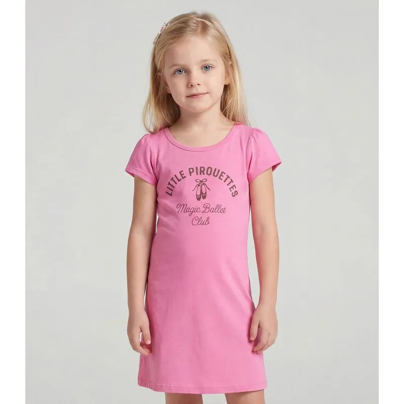 Vestido Infantil Manga Curta Estampado Select Rosa 4