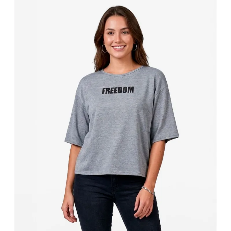 Blusa Feminina Em Viscotorcion Infinita Cor Cinza G