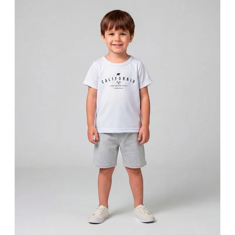 Conjunto Infantil Menino Com Estampa Localizada Branco 4