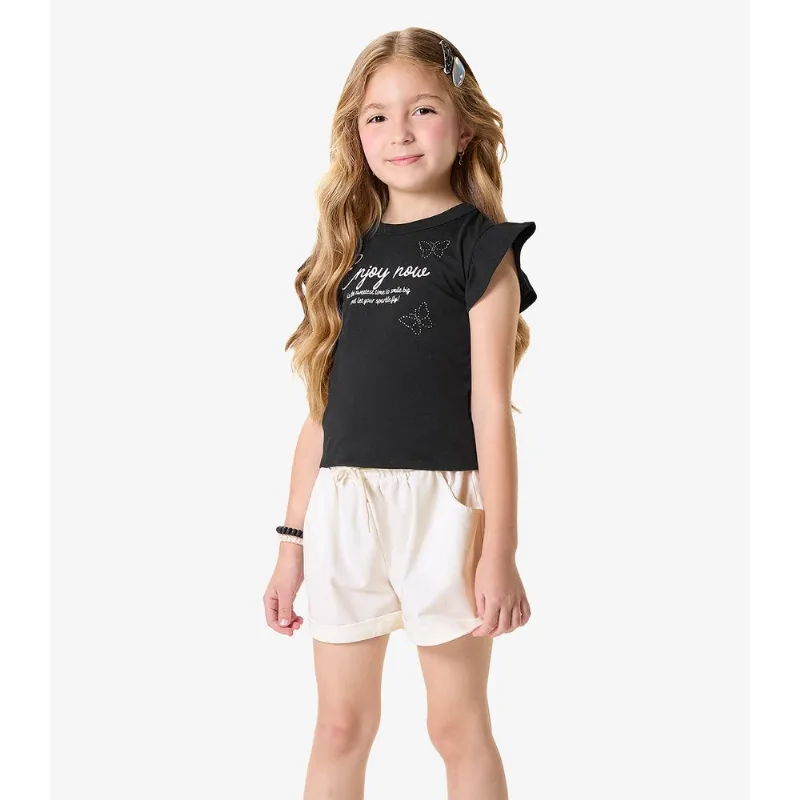 Conjunto Blusa Com Shorts Infantil Rovi Kids Preto 4
