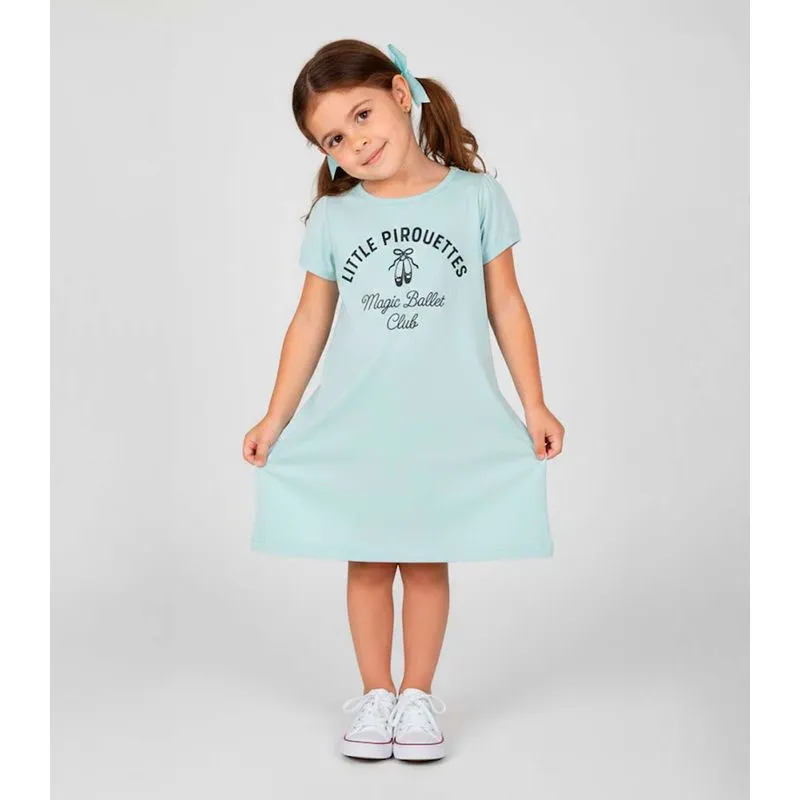 Vestido Infantil Manga Curta Estampado Select Azul 4