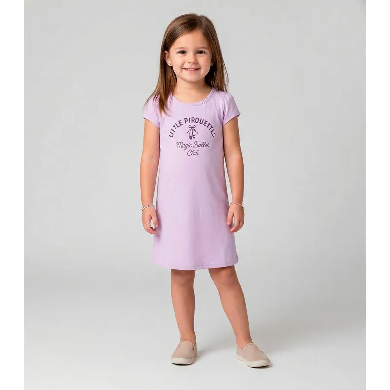 Vestido Infantil Manga Curta Estampado Select Roxo 6
