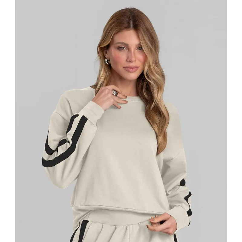 Moletom Feminino Em Molecotton Peluciado Dianna Bege GG