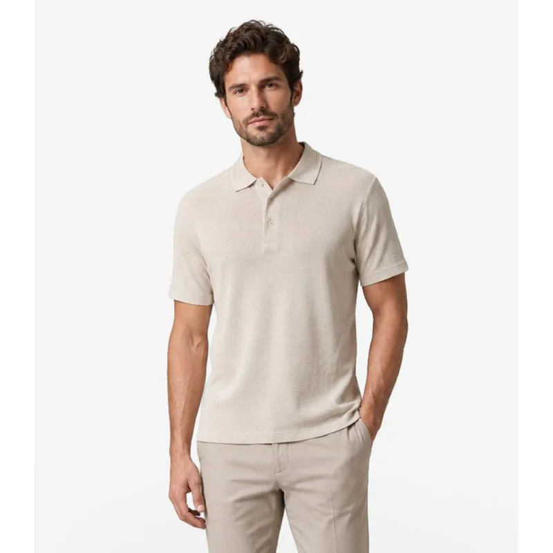 Polo Masculina Malhão Maquinetado Diametro Bege M