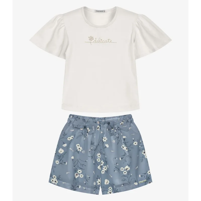 Conjunto Infantil Blusa Com Shorts Trick Nick Bege 1