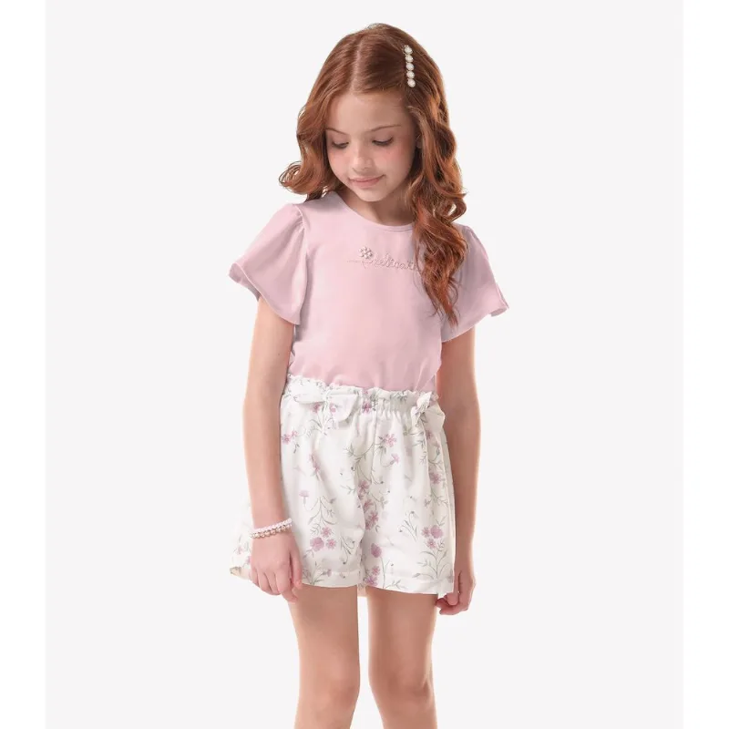 Conjunto Infantil Blusa Com Shorts Trick Nick Rosa 1