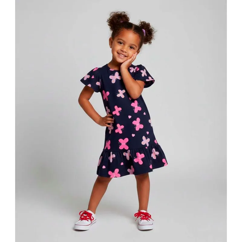 Vestido Infantil Com Babado Franzido Select Azul 8