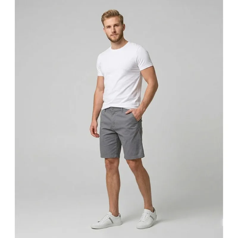 Bermuda Masculina Em Sarja Com Bolsos Sea Surf Cinza 40
