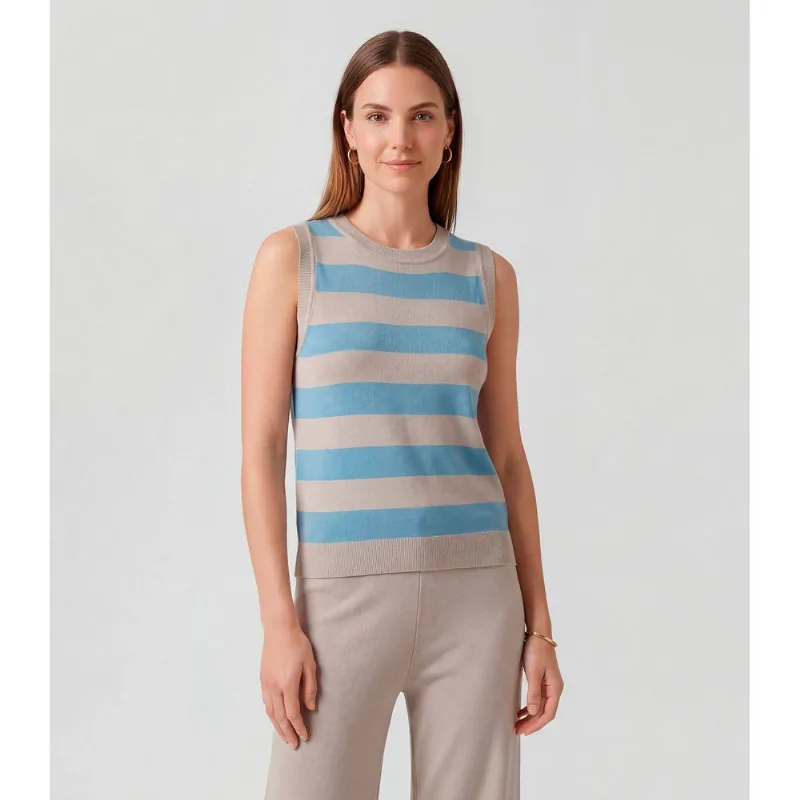 Blusa Feminina Listrada Em Tricot Sea Surf Azul M