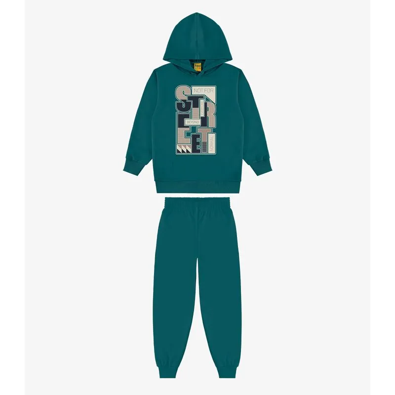 Conjunto Blusão Com Capuz E Calça Rovi Kids Verde 2